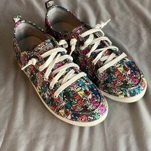 Colorful Kids Shoes with Cartoon Print